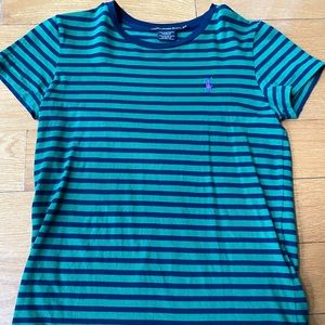 Ralph Lauren Blue and Green Striped T-shirt